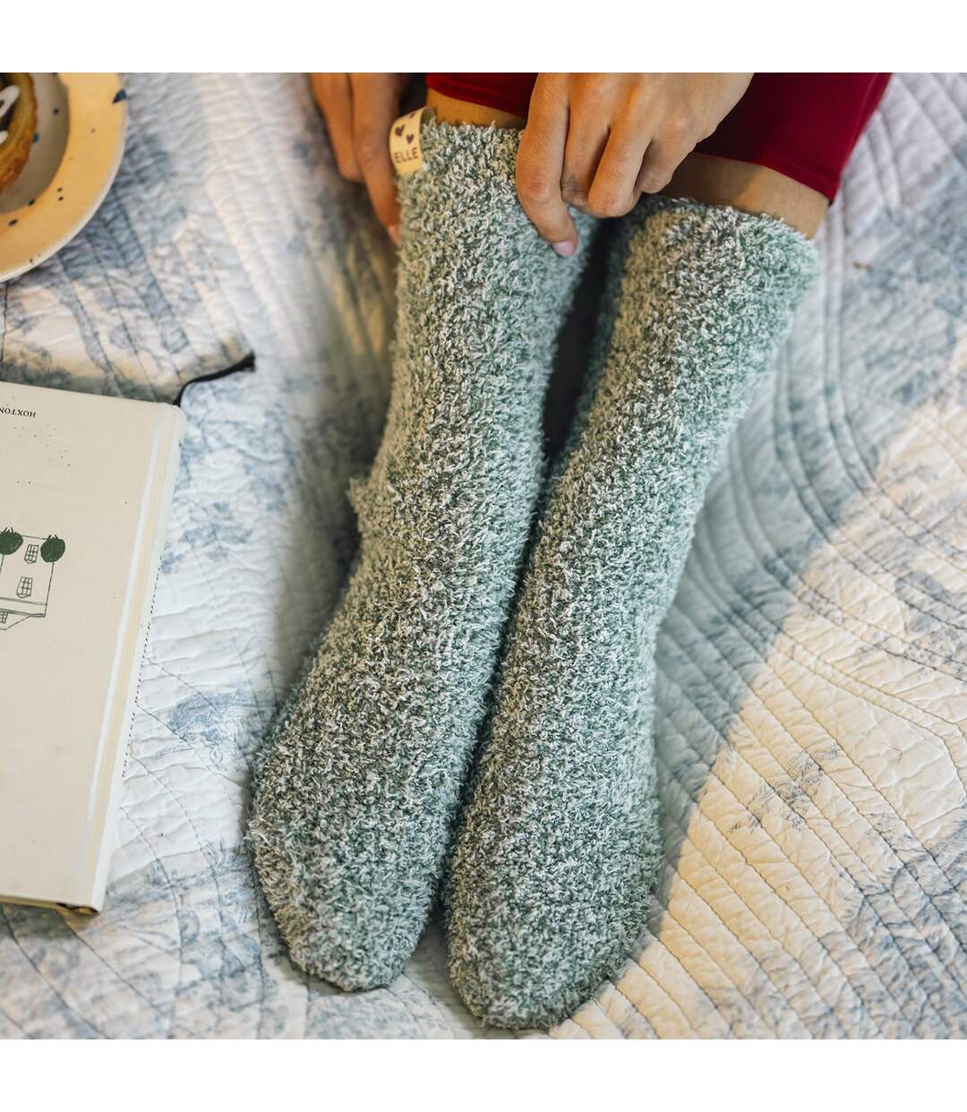 2 Pack Ladies Two Tone Cosy Bed and Home Socks - Warm Soft Relaxing Comfort-3