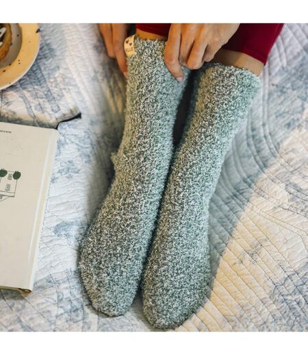 2 Pack Ladies Two Tone Cosy Bed and Home Socks - Warm Soft Relaxing Comfort