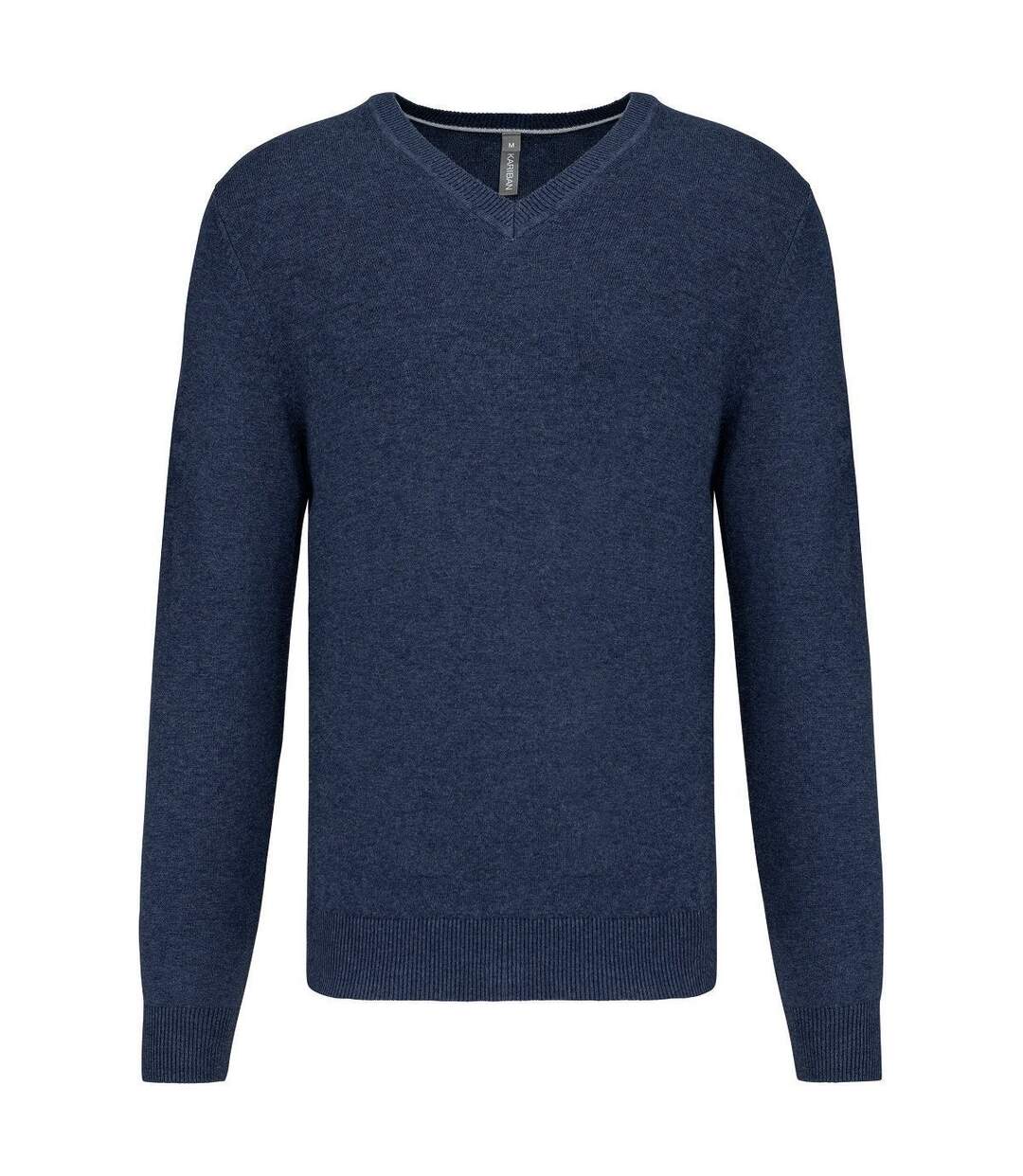 Pull premium col V - Homme - K982 - bleu marine heather-1