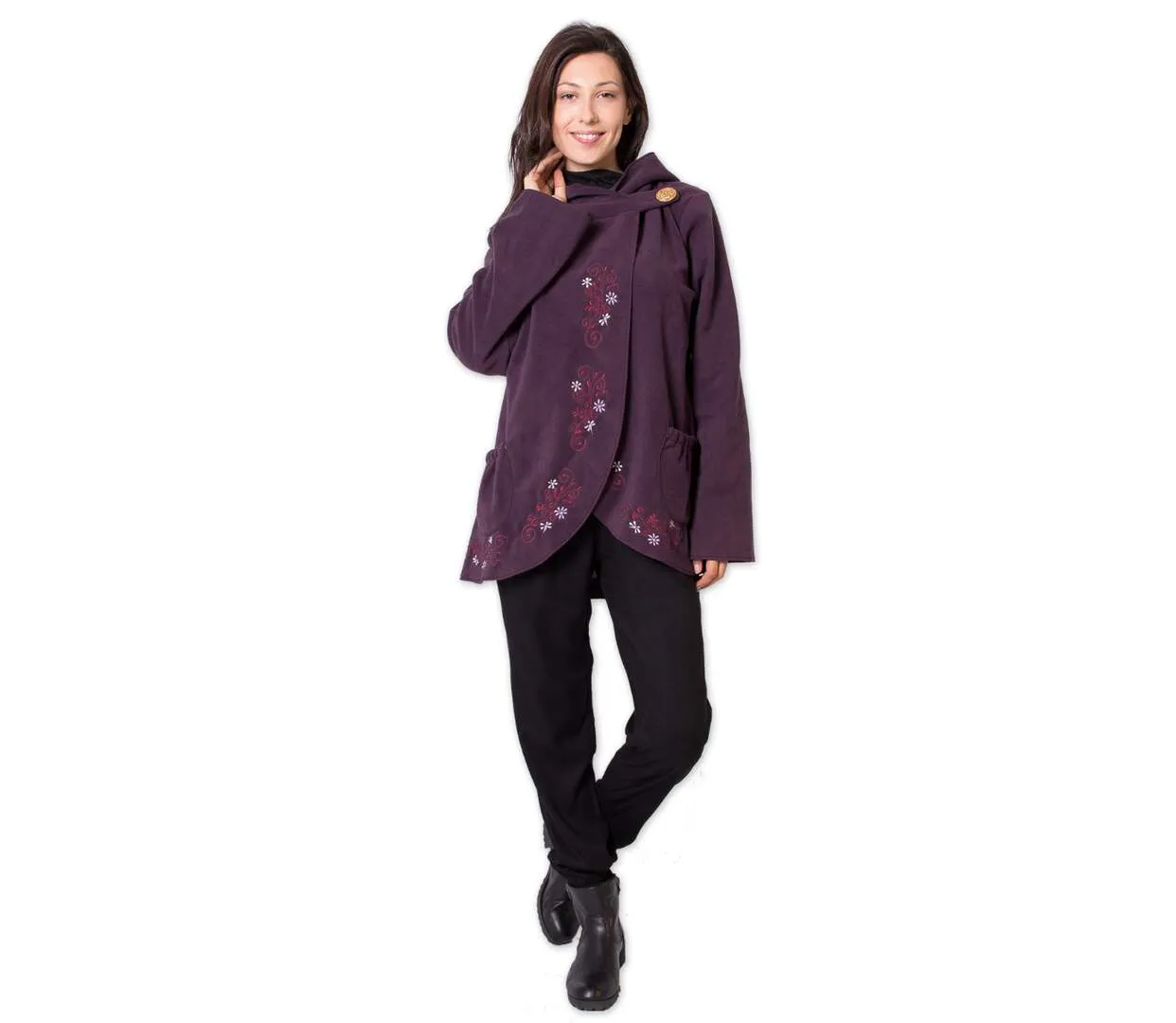 Veste polaire brodée COLUMBIA violette Coton Du Monde-2