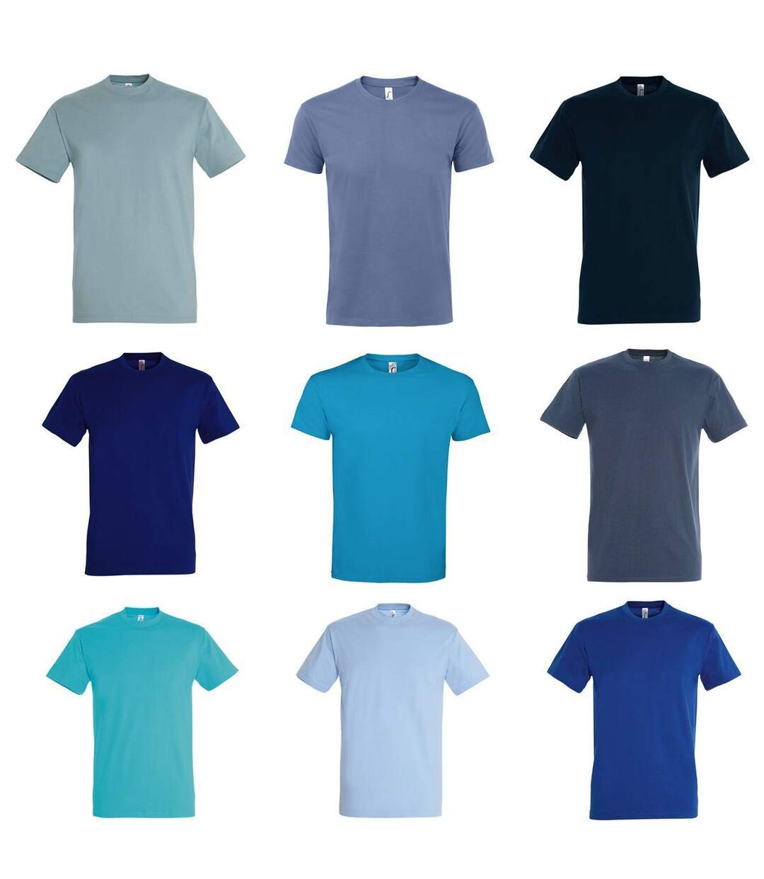 Lot 9 t-shirts manches courtes - Homme - dégradé de bleu-1