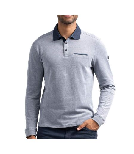 Polo manches longues bleu homme sun valley belviuw