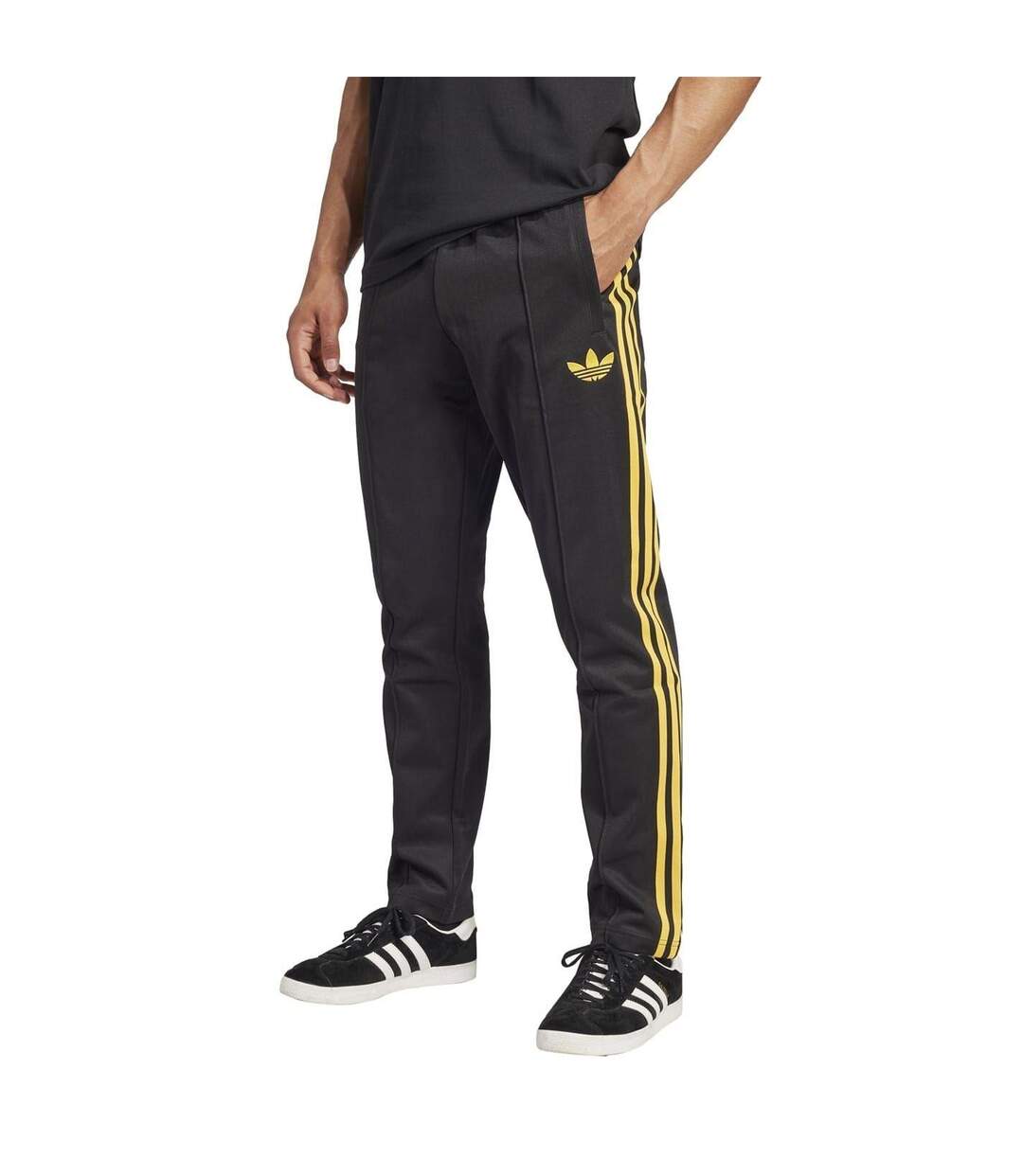 Mens Jude Bellingham Elasticated 3 Stripes Slim Tracksuit Bottoms Black Adidas-1