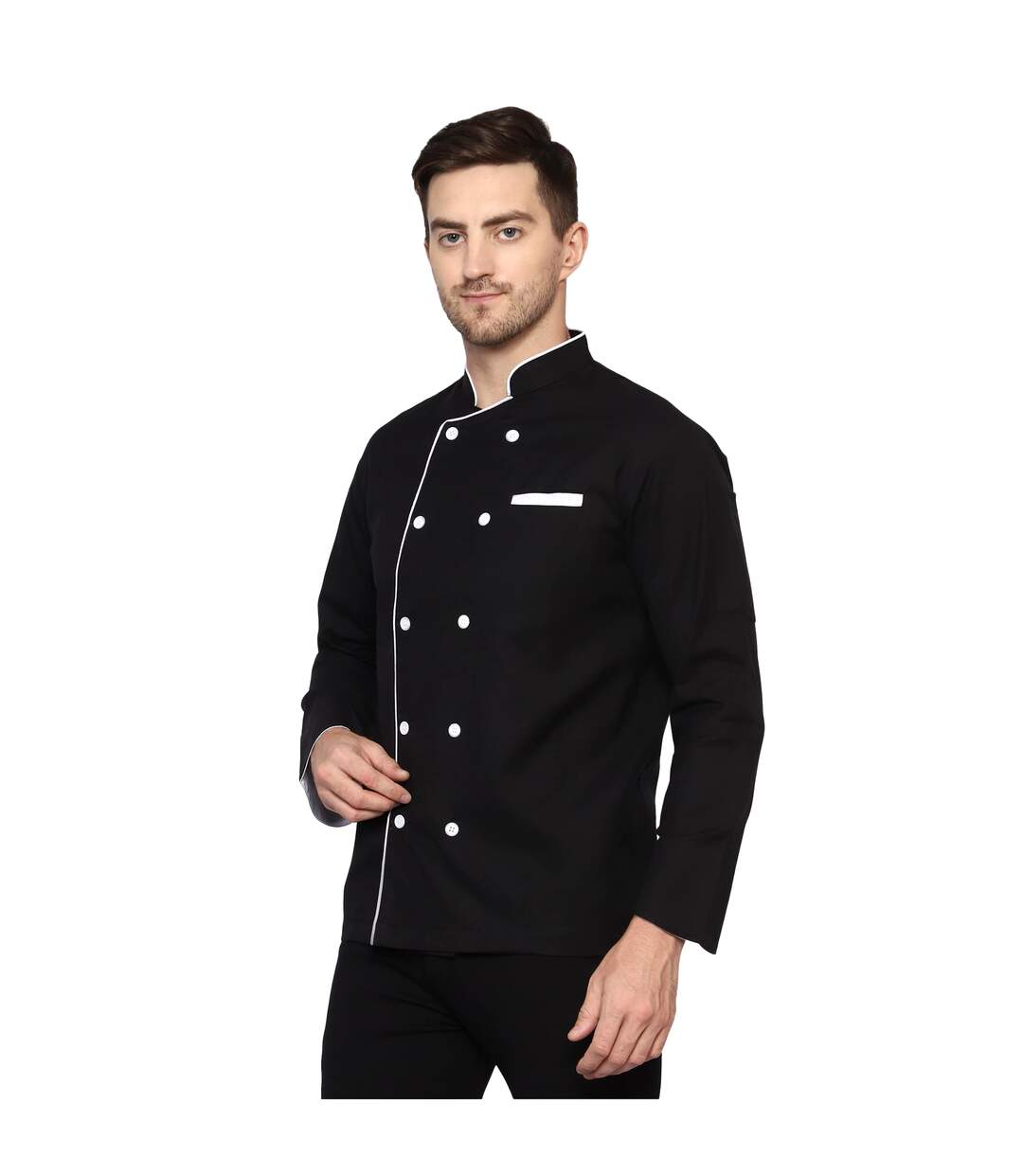 Mens Double-breasted Chef Jacket Black Exner-1