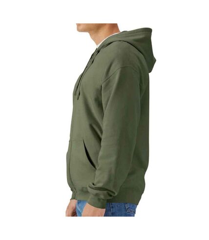 Mens softstyle midweight full zip hoodie military green Gildan