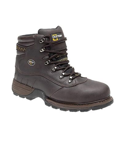 Grafters Mens Safety Hiker Type Toe Cap Waxy Leather Boots (Brown Crazy Horse) - UTDF576