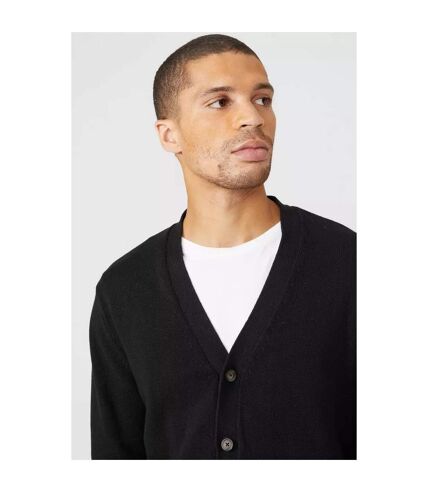 Maine Mens Knitted Cotton Cardigan (Black) - UTDH1193