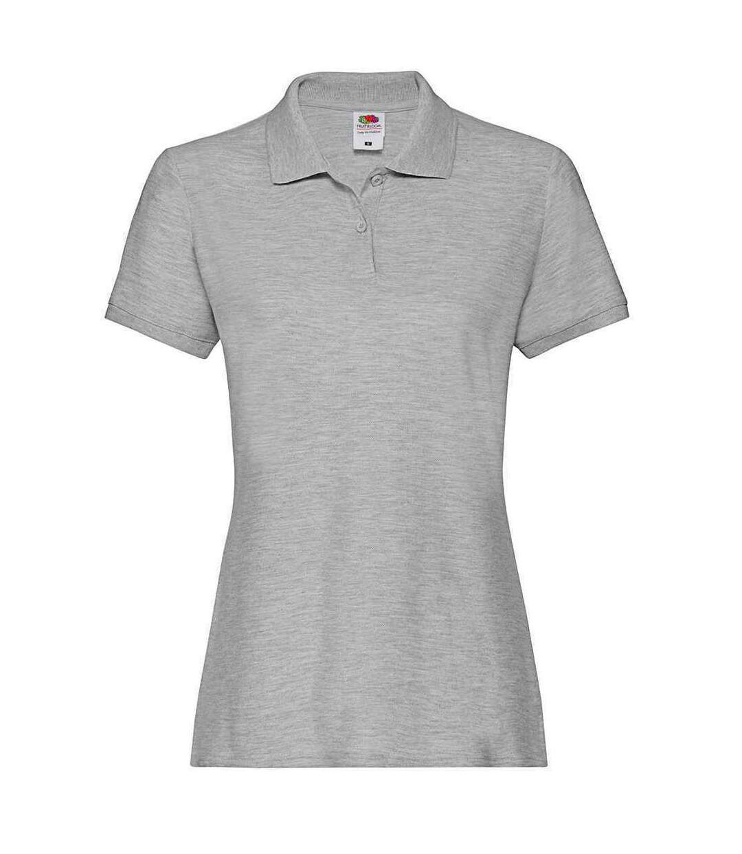 Polo premium femme gris clair chiné Fruit of the Loom-1