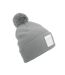 Bonnet Motif/style Pompon Cendre Blanc Beechfield-1