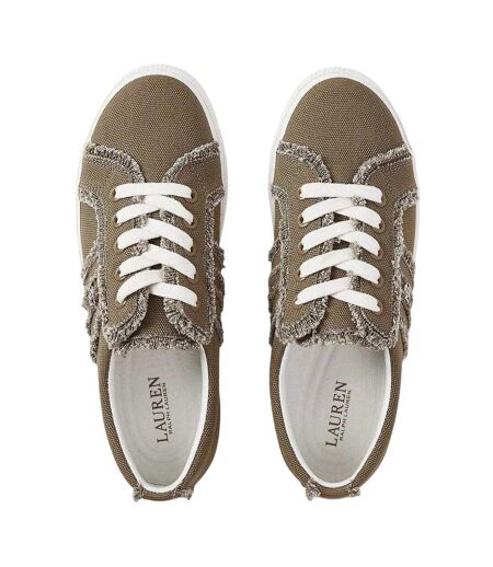 Womens/ladies Janson Flat Trainers Hunter Olive Ralph Lauren