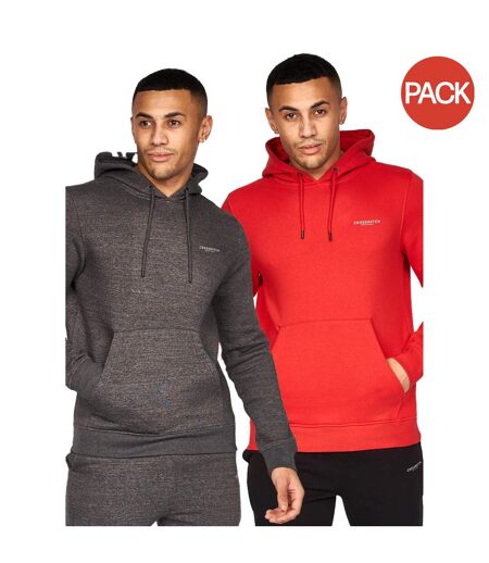 Pack of 2  Mens traymax oversized hoodie  red/charcoal Crosshatch