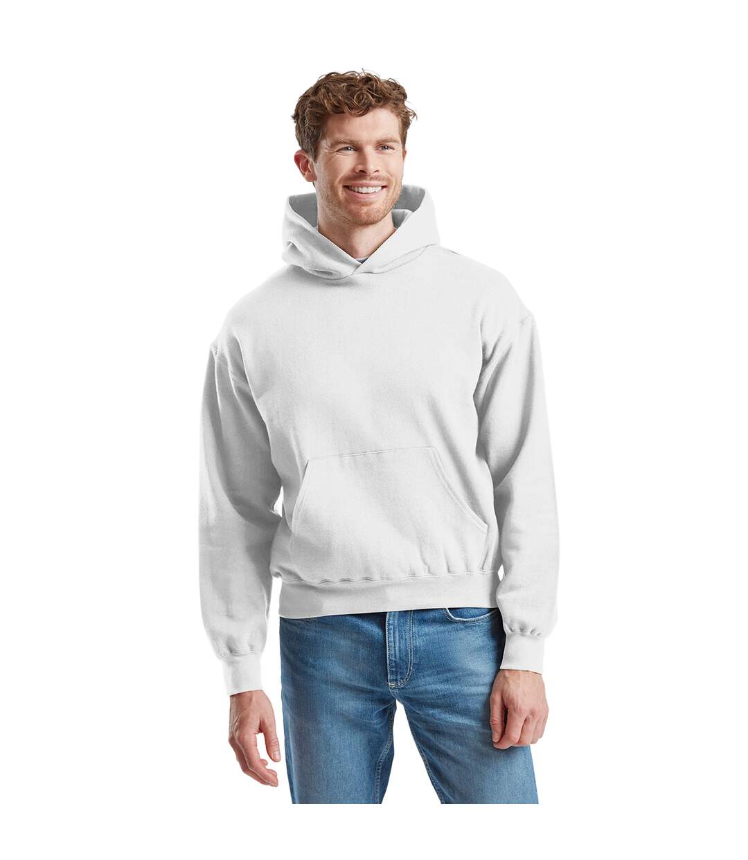 Mens cotton hoodie white Fruit of the Loom-3