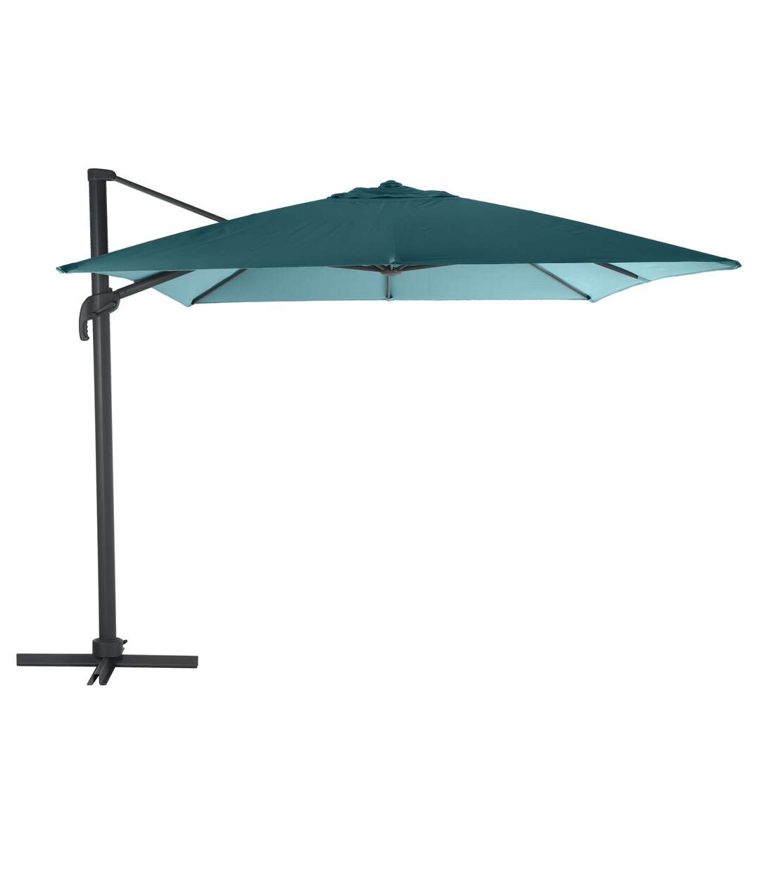 Parasol déporté Eléa - 3 x 3 mètres - Bleu canard et gris-1