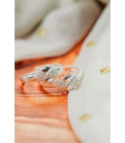 925 Silver Floral Bow Adjustable Silver Midi Band Toe Ring Set