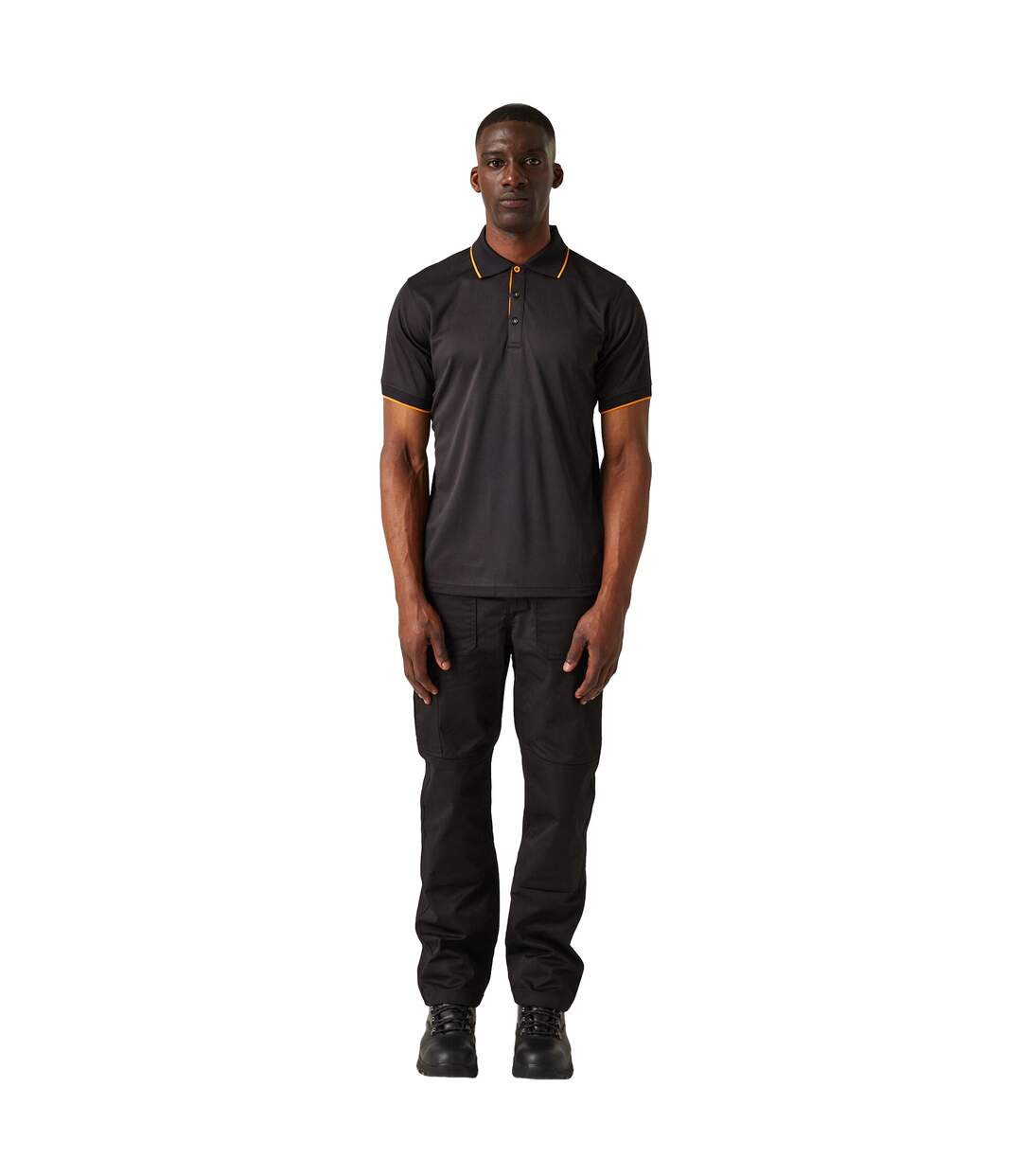 Polo Manches Courtes Homme Noir Orange Vif Regatta Professional-1