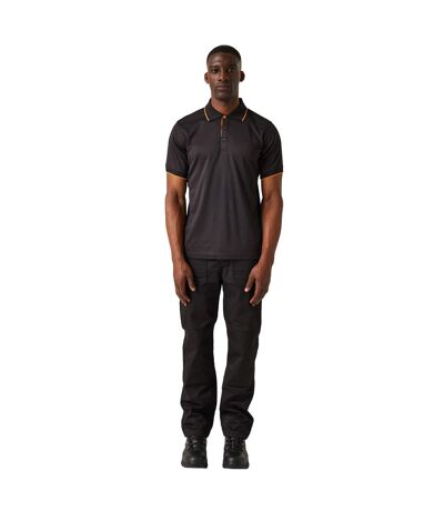 Polo Manches Courtes Homme Noir Orange Vif Regatta Professional