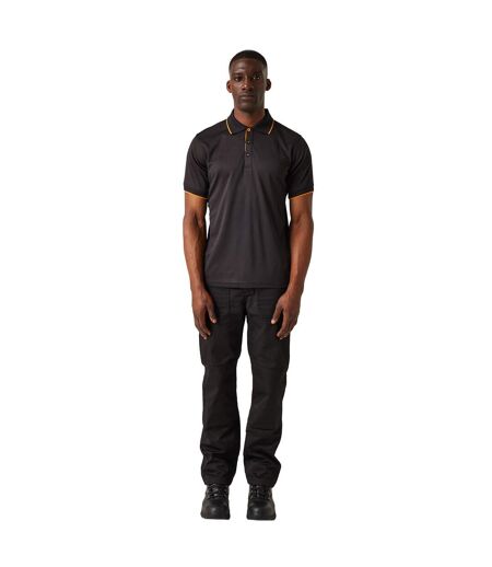 Polo Manches Courtes Homme Noir Orange Vif Regatta Professional