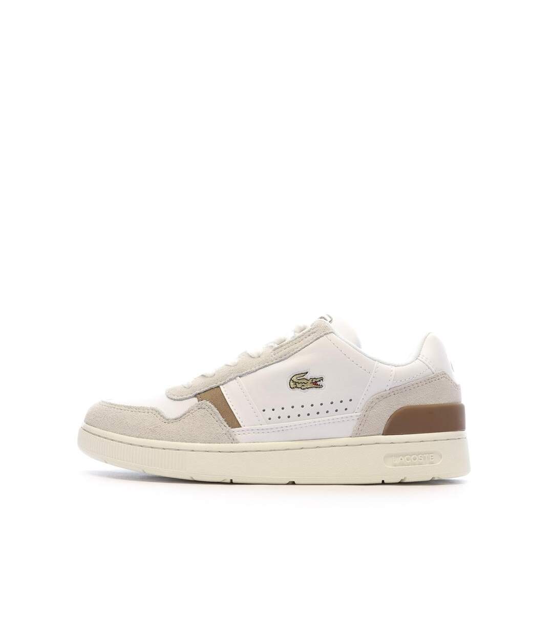 Baskets blanches/marron femme lacoste 43sfa0009-1
