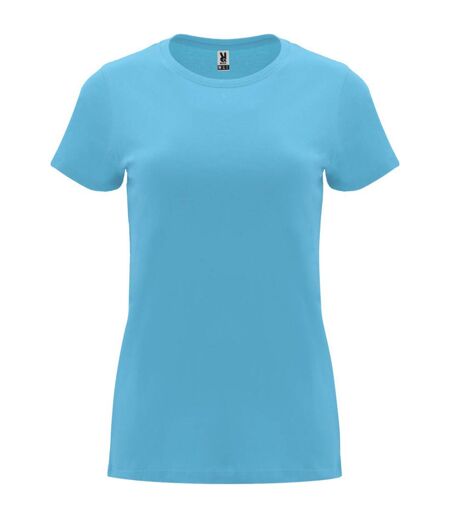 Womens/ladies capri short-sleeved t-shirt turquoise Roly