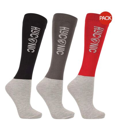 Pack Of 3  Unisex Adult Contrast Socks  Red Black HYCONIC