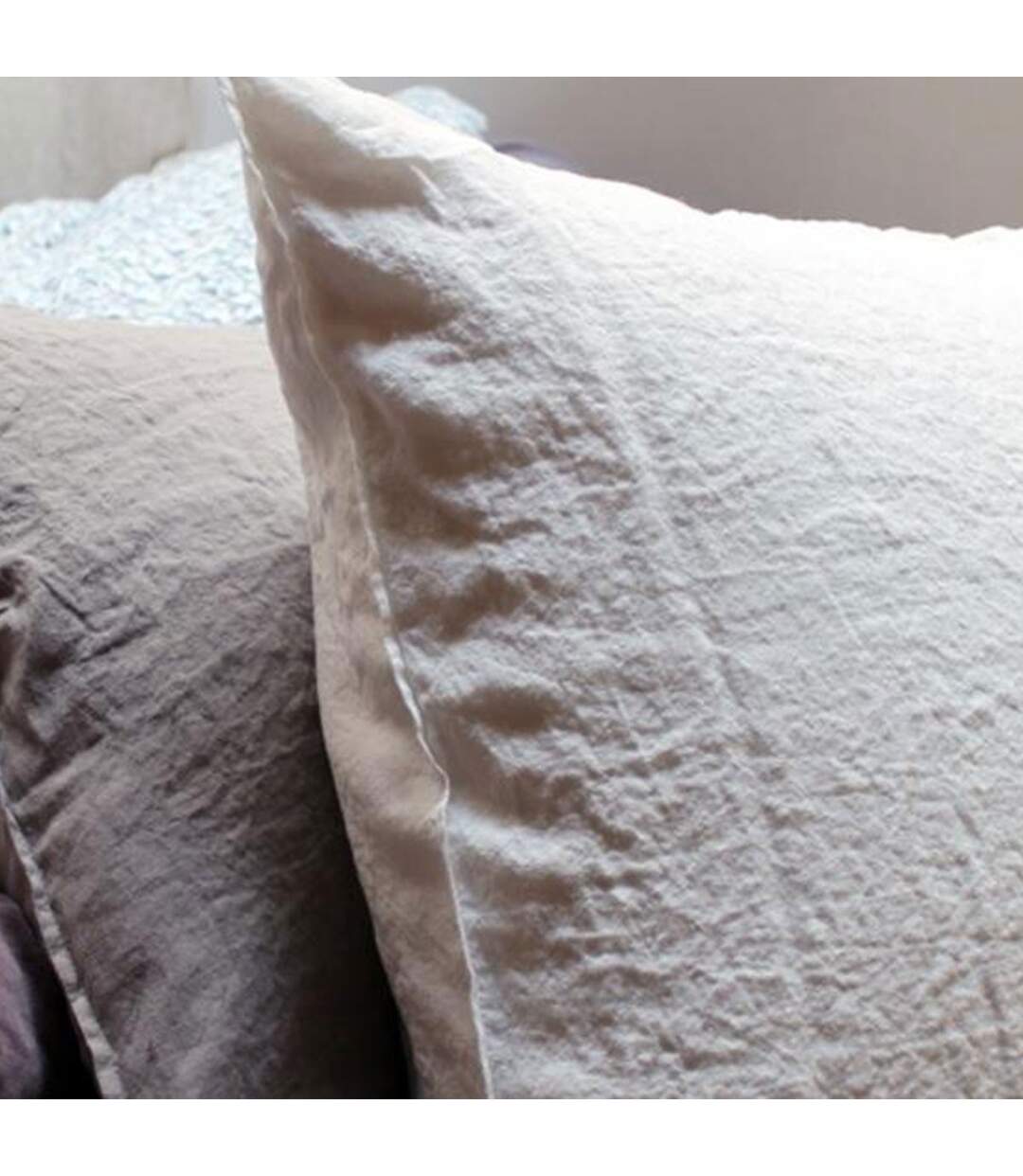Parure de Lit 3 Pièces Coton Lavé 260x240cm Blanc-2