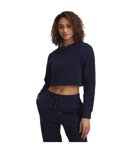 Womens/ladies Varsity Icon Terrycloth Crop Sweatshirt Blue Under Armour