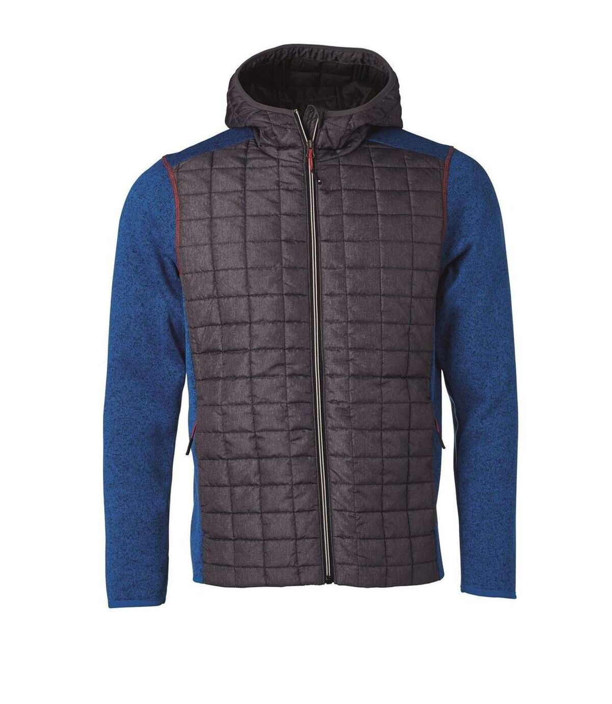Veste tricot hybride matelassée - homme - JN772 - gris foncé bleu roi