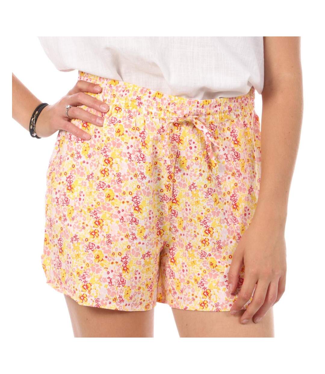 Short Jaune/Rose à Motifs Femme Vero Moda Easy - S-1