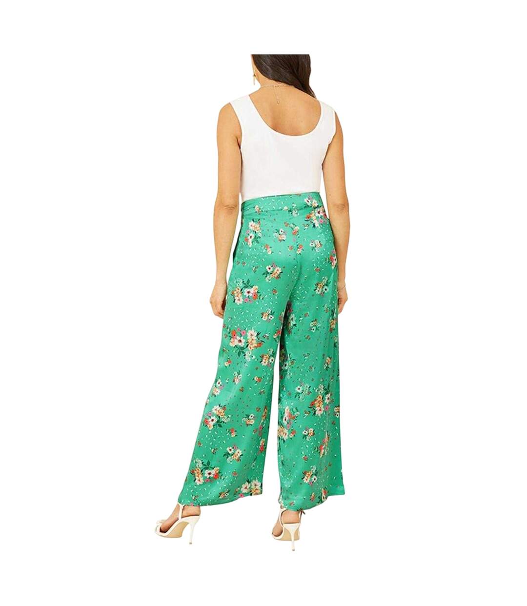 Pantalon Motif/style Floral Femme Vert Yumi-3
