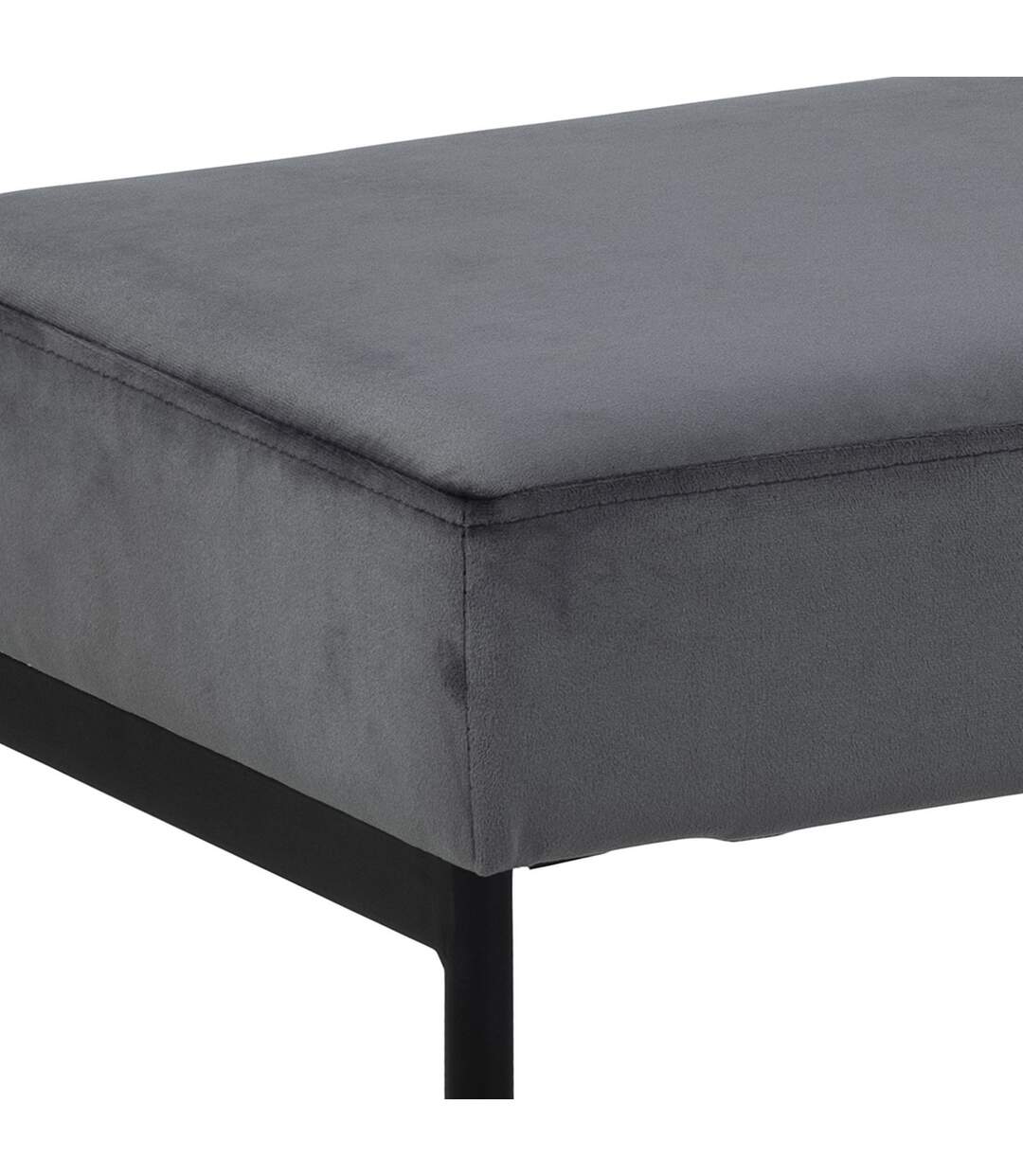 Banc 2 places en tissus effet velours et Métal - Gris et Noir-3