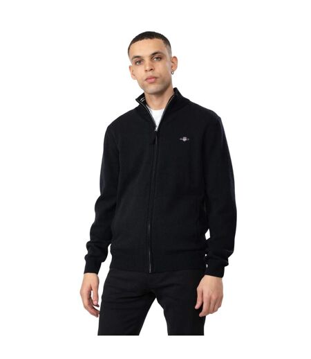Mens Lambswool Full Zip Cardigan Black Gant