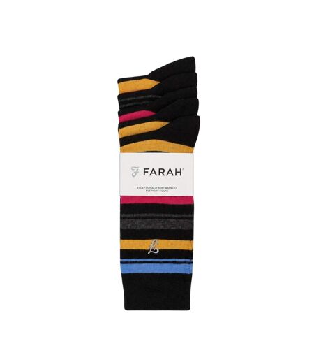 Lot De 5  Chaussettes Motif/style À Rayures Homme Noir Rouge Farah
