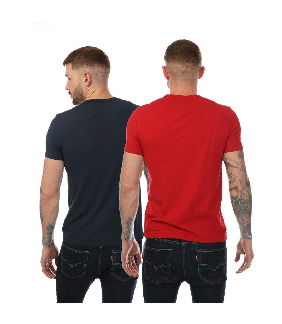 Pack Of 2  Mens Logo T-shirt  Navy Red Emporio Armani-2