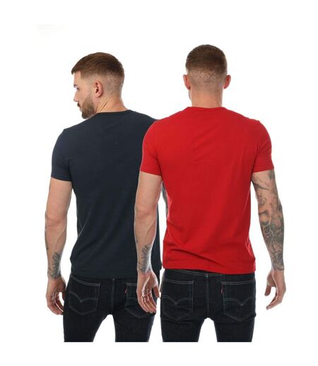 Pack Of 2  Mens Logo T-shirt  Navy Red Emporio Armani