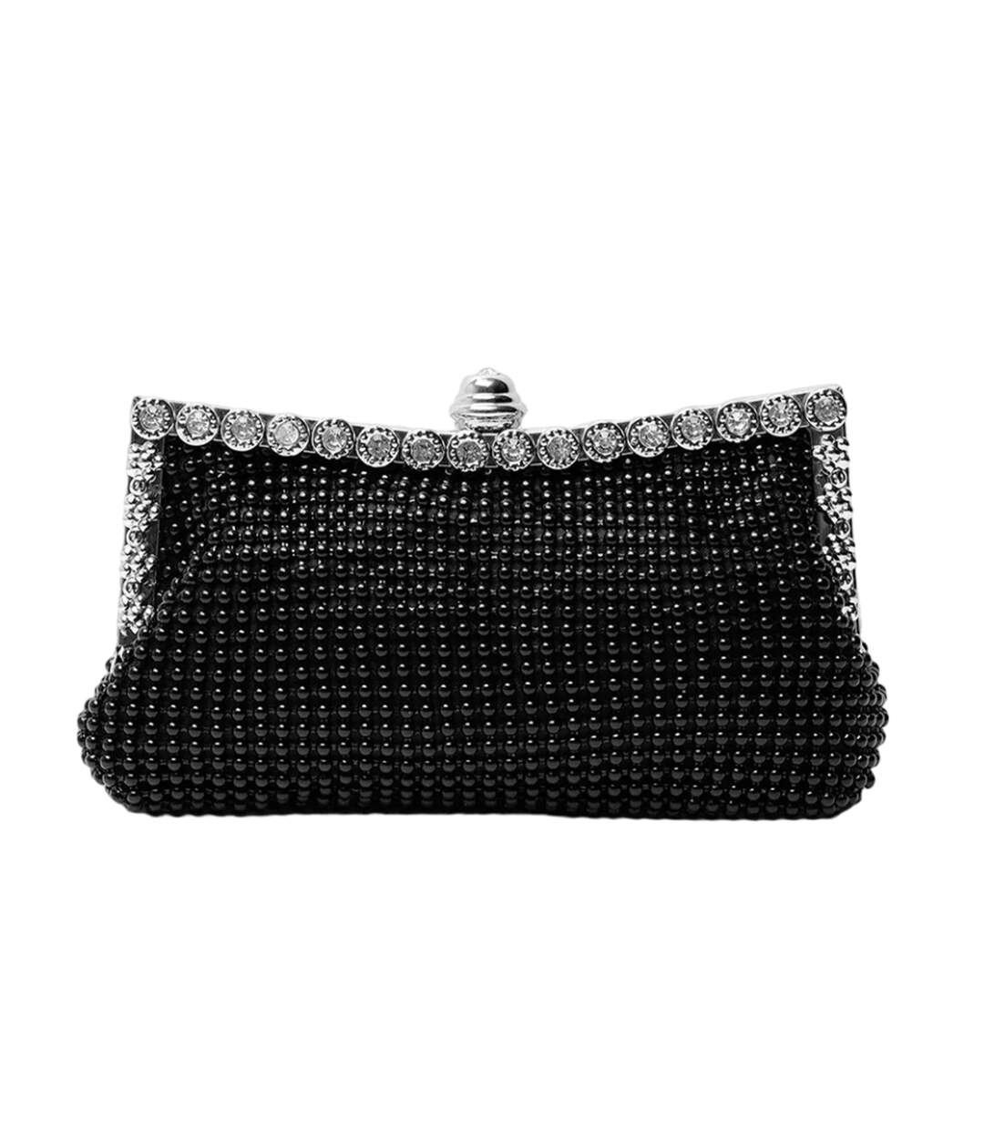 Caroline embellished crystal evening clutch bag one size black Where´s That From