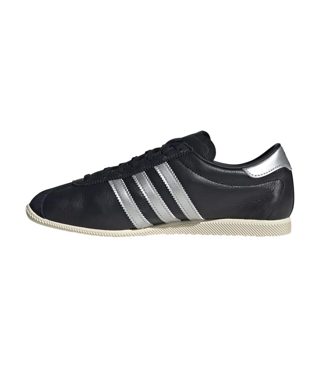 Womens/ladies Paris 3 Stripes Leather Trainers Black Silver Adidas-2