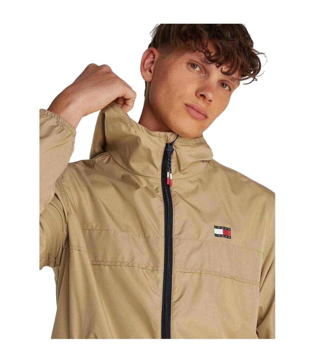 Mens Elasticated Cuff Relaxed Fit Windbreak Tan Tommy Jeans-4