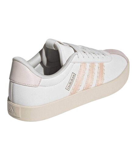 Womens/ladies Vl Court 3.0 Suede Trainers White Pink Metallic Adidas
