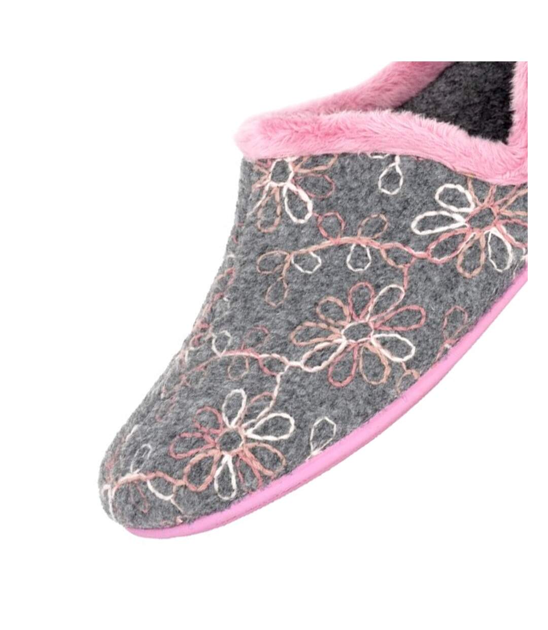 Chaussons Motif/style Fleur Sara Femme Gris Sleepers-3