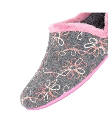 Chaussons Motif/style Fleur Sara Femme Gris Sleepers