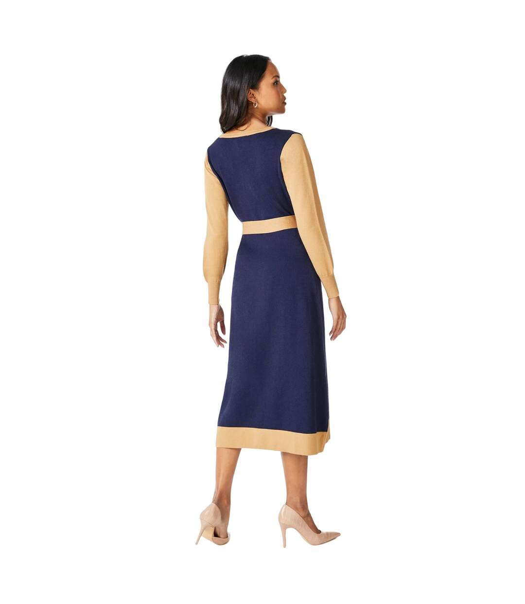 Robe mi-longue femme bleu marine Principles-2