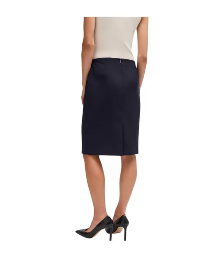 Womens/ladies Vileah Virgin Wool Pencil Skirt Dark Blue Boss
