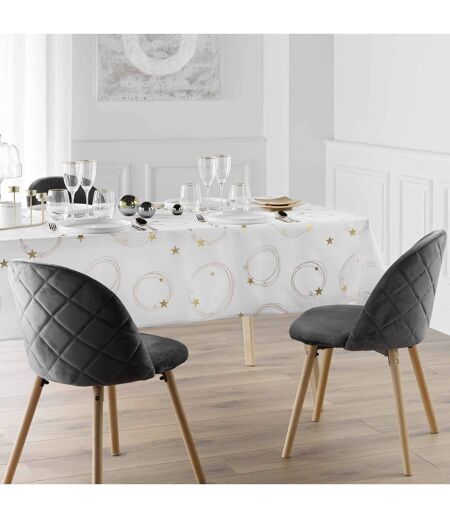 Nappe Imprimé Métallisé Star 140x240cm Blanc & Or