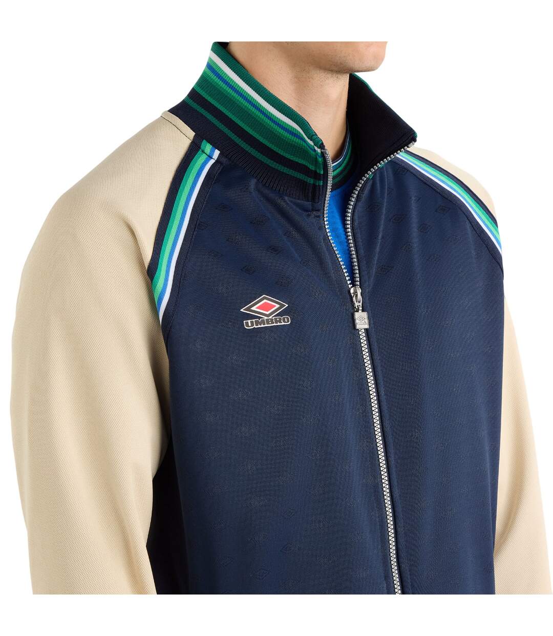 Mens monogram anthem jacket dark navy/fog/peppermint green Umbro-3