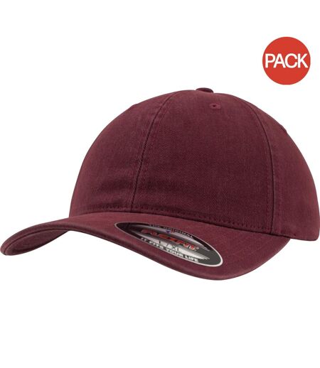 Lot de 2  casquettes baseball adulte bordeaux Flexfit