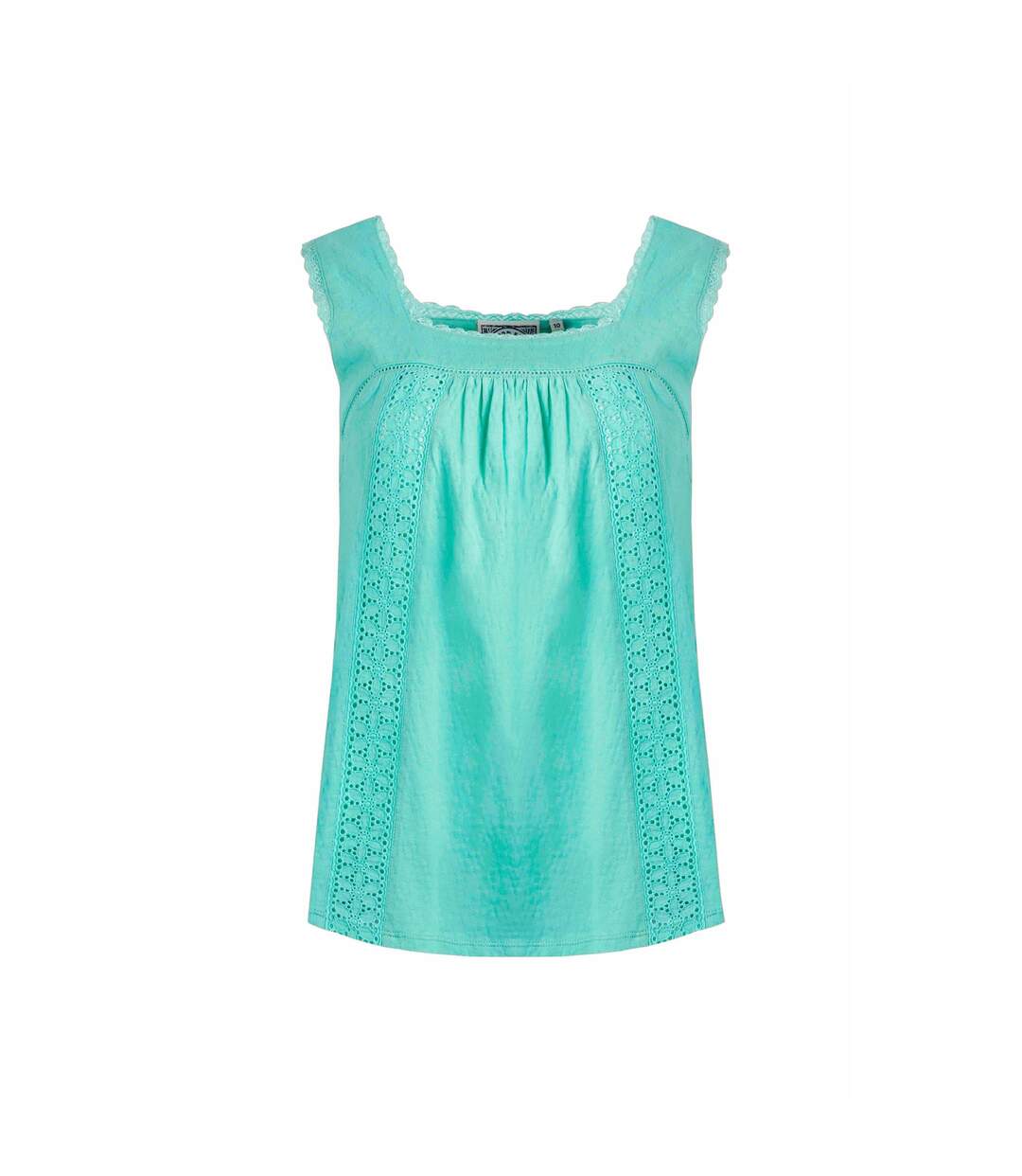 Womens/ladies chelle organic cotton square neck vest top aqua marine Weird Fish-1