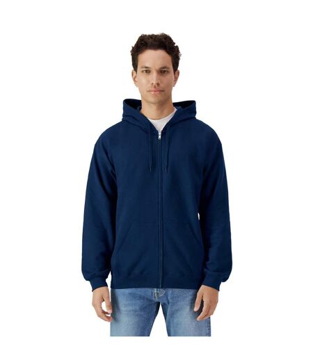 Mens softstyle fleece midweight full zip hoodie navy Gildan