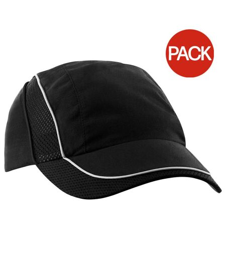 Beechfield Coolmax® Flow Mesh Baseball Cap / Headwear (Pack of 2) (Black) - UTRW6744