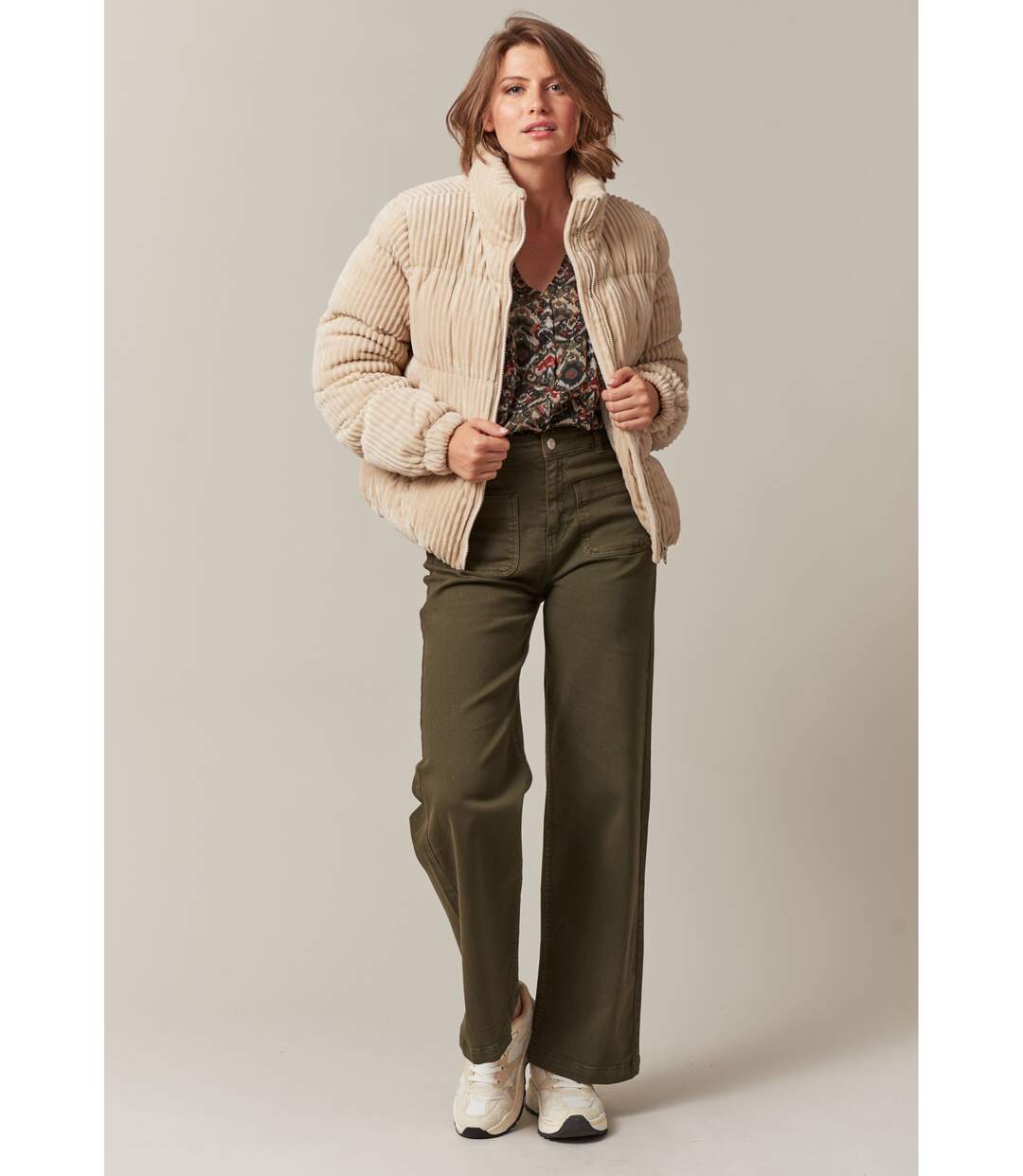 Blouson en velours côtelé doux et rembourré en polyester NOELIA-4