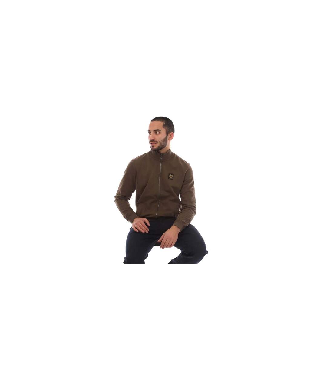Mens Fleece Full Zip Sweatshirt Brown Belstaff-1